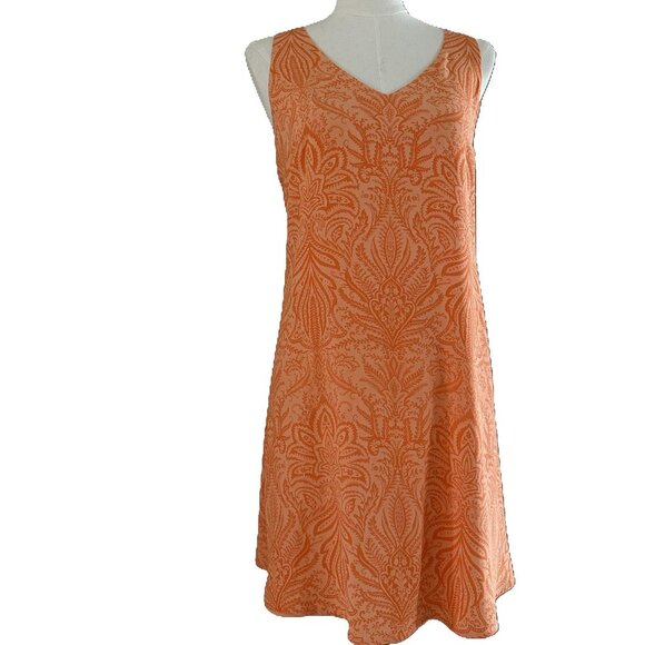 LOFT Dresses & Skirts - Loft | Orange Sleeveless Dress with Pattern Sz M
